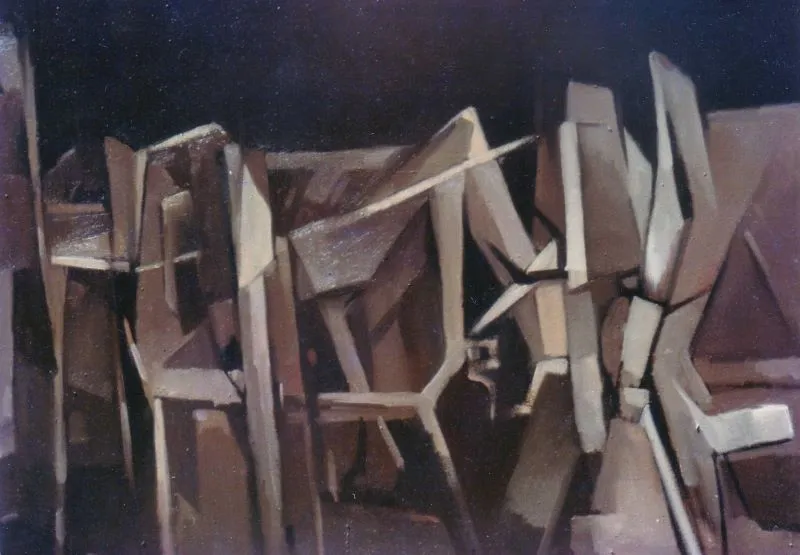 Cows are  in rest, oil on canvas, 4 x 3 feet,1982